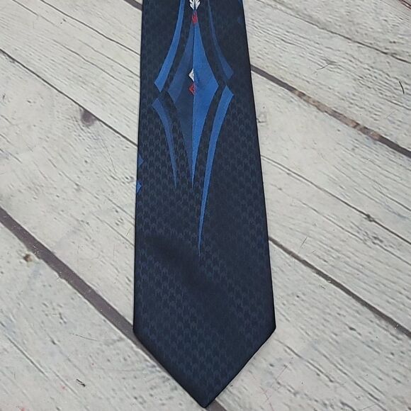 Vintage Oscar de la Renta Blue Abstract Neck Tie - Picture 1 of 10